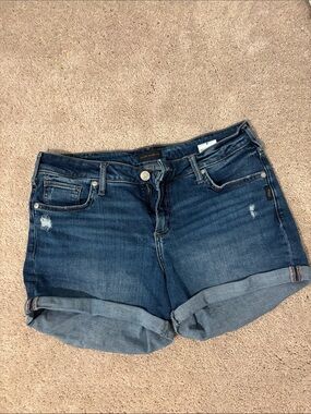 Silver Jeans Dark Blue Rolled Hem Denim Shorts